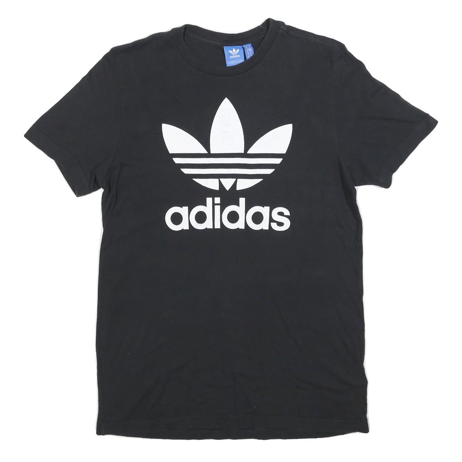 ADIDAS Mens Black Graphic T-Shirt M Short Sleeve Crew Neck Cotton Blend Casual