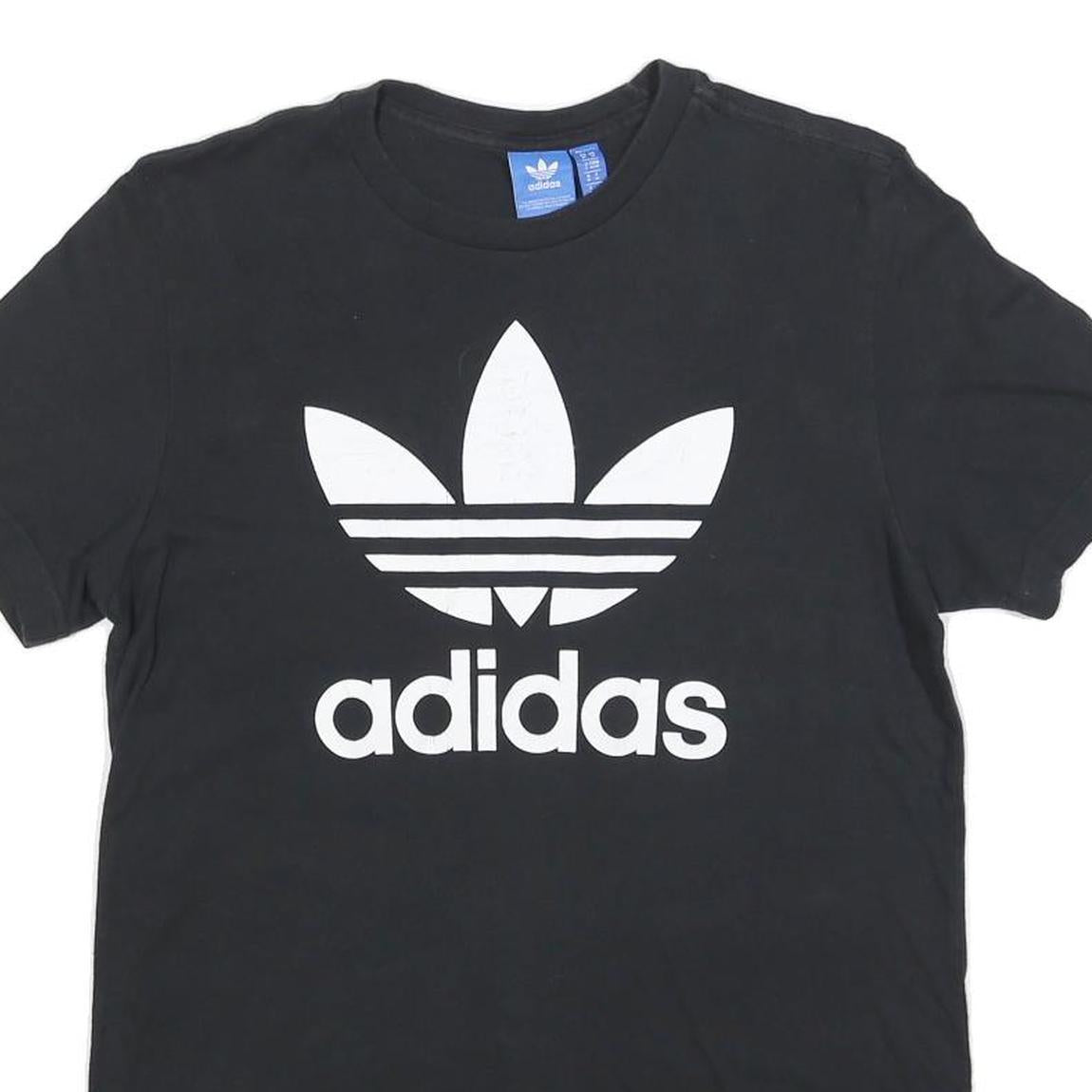 ADIDAS Mens Black Graphic T-Shirt M Short Sleeve Crew Neck Cotton Blend Casual