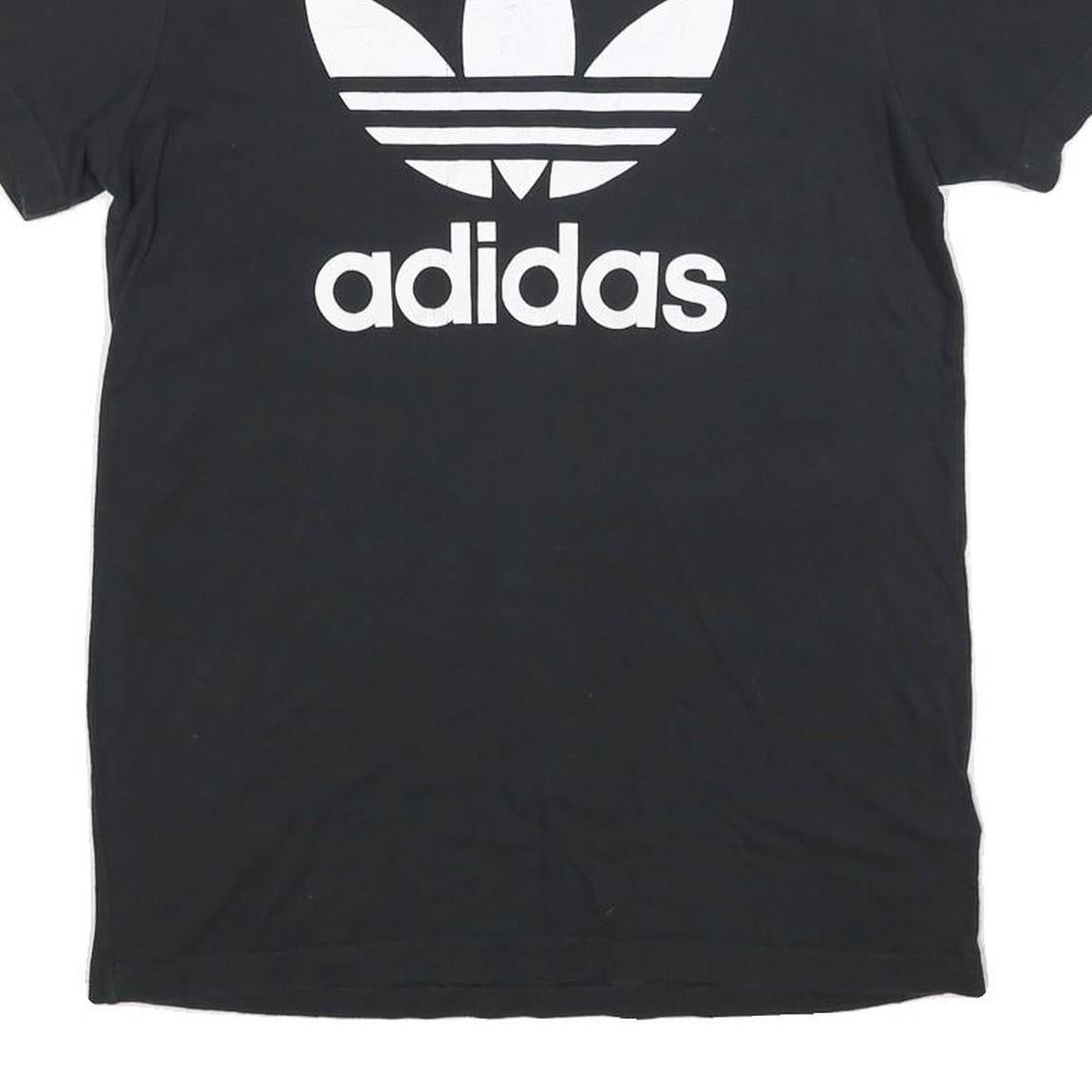 ADIDAS Mens Black Graphic T-Shirt M Short Sleeve Crew Neck Cotton Blend Casual