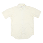 Mens Cream Plain Polyester Blend Shirt M Short Sleeve Casual Lightweight