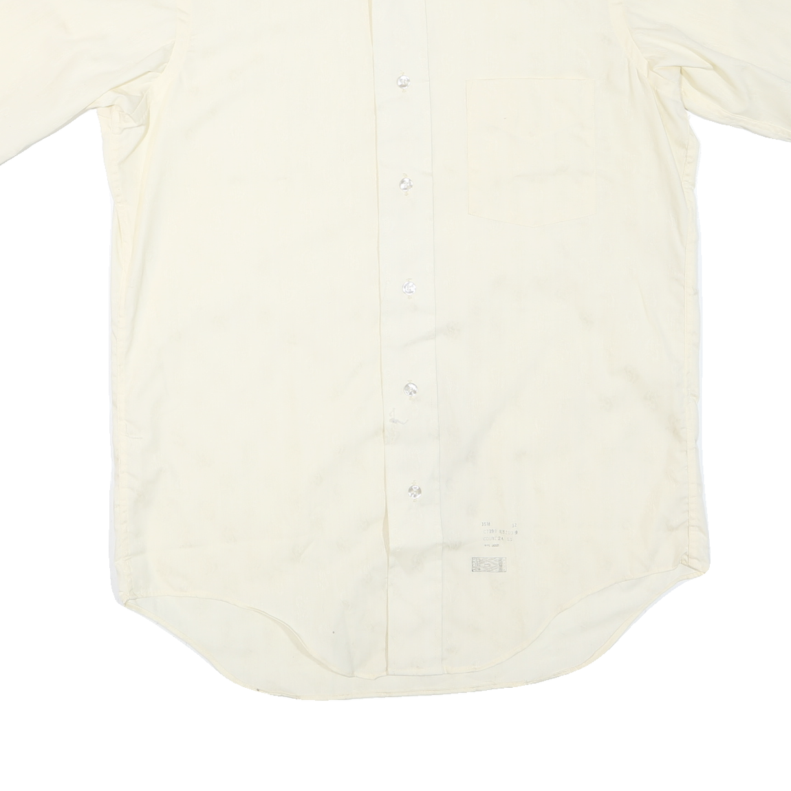 Mens Cream Plain Polyester Blend Shirt M Short Sleeve Casual Lightweight
