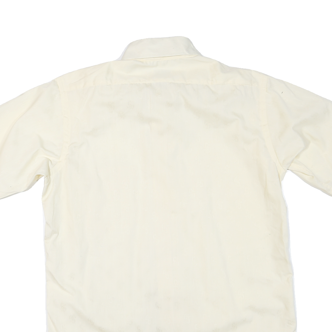 Mens Cream Plain Polyester Blend Shirt M Short Sleeve Casual Lightweight