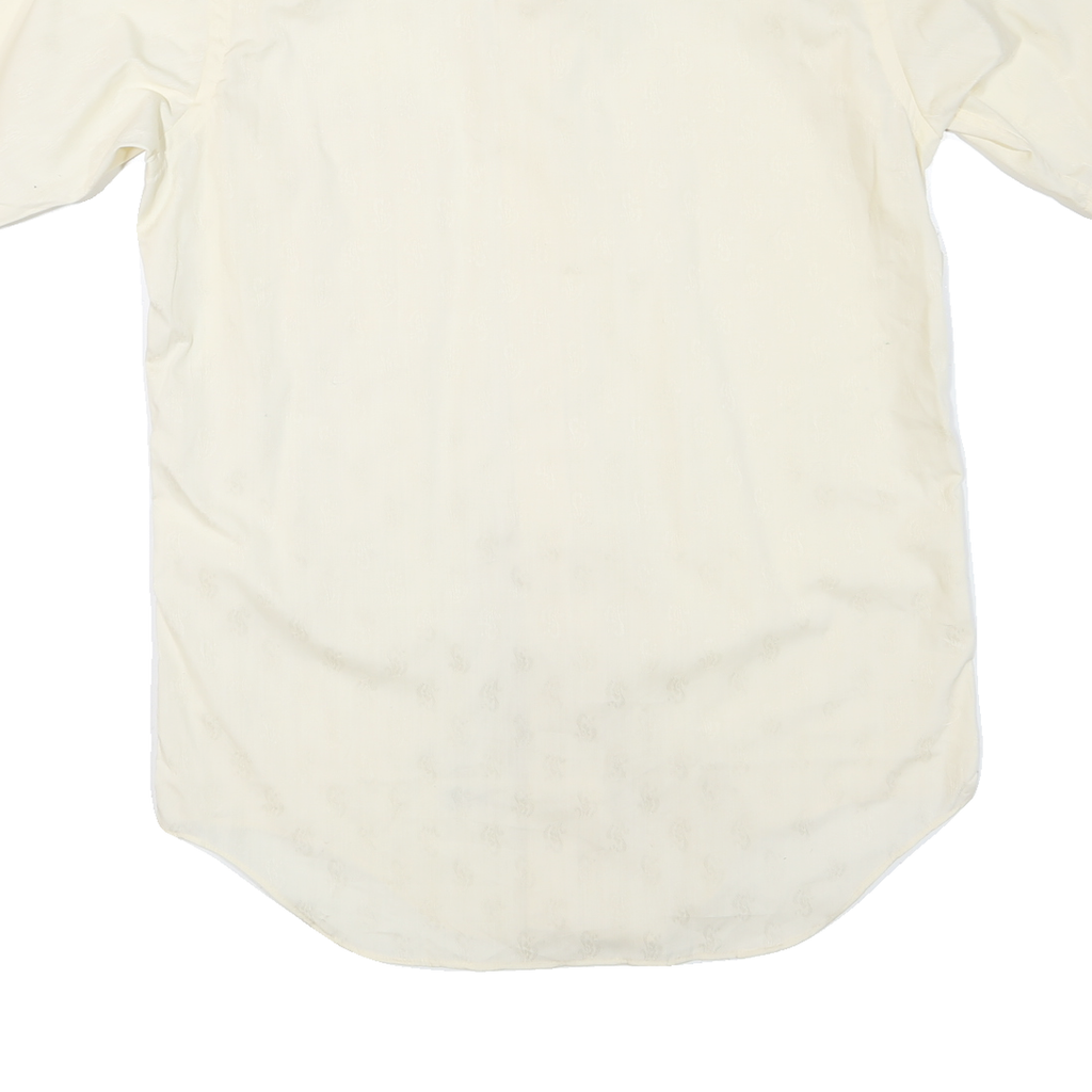 Mens Cream Plain Polyester Blend Shirt M Short Sleeve Casual Lightweight
