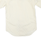 Mens Cream Plain Polyester Blend Shirt M Short Sleeve Casual Lightweight