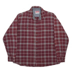 WRANGLER Mens Maroon & Grey Check Shirt L Casual Cotton Long Sleeve