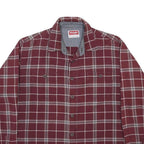 WRANGLER Mens Maroon & Grey Check Shirt L Casual Cotton Long Sleeve