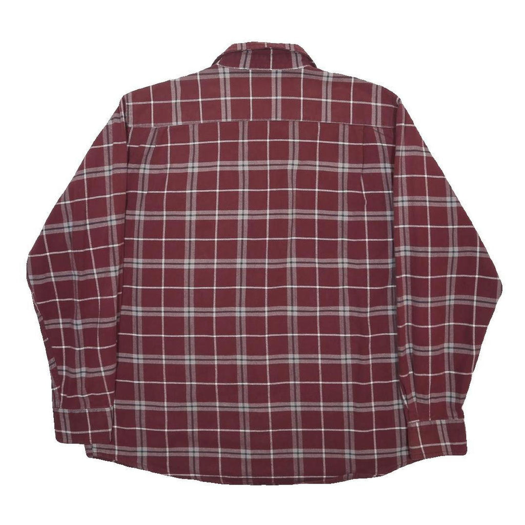 WRANGLER Mens Maroon & Grey Check Shirt L Casual Cotton Long Sleeve