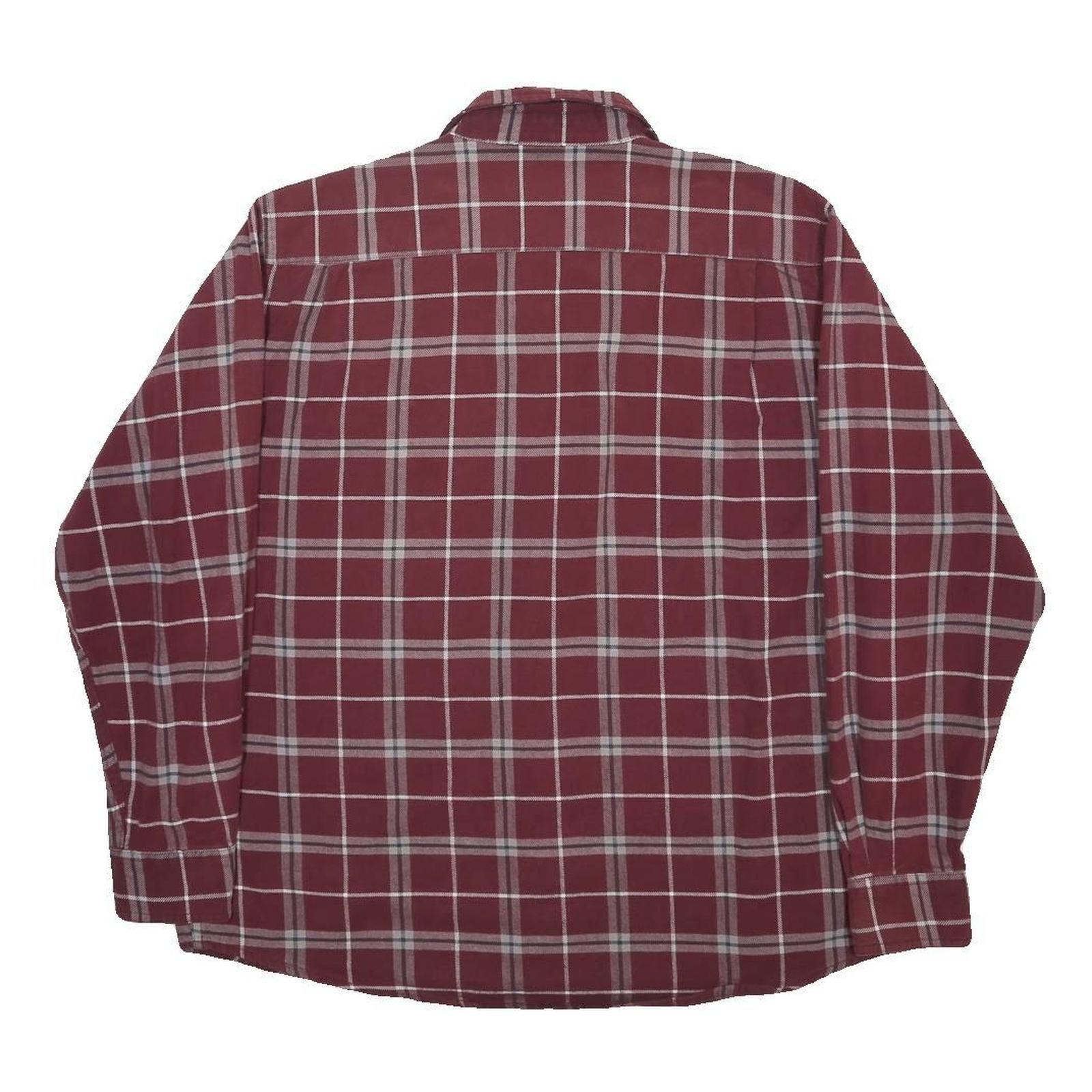 WRANGLER Mens Maroon & Grey Check Shirt L Casual Cotton Long Sleeve