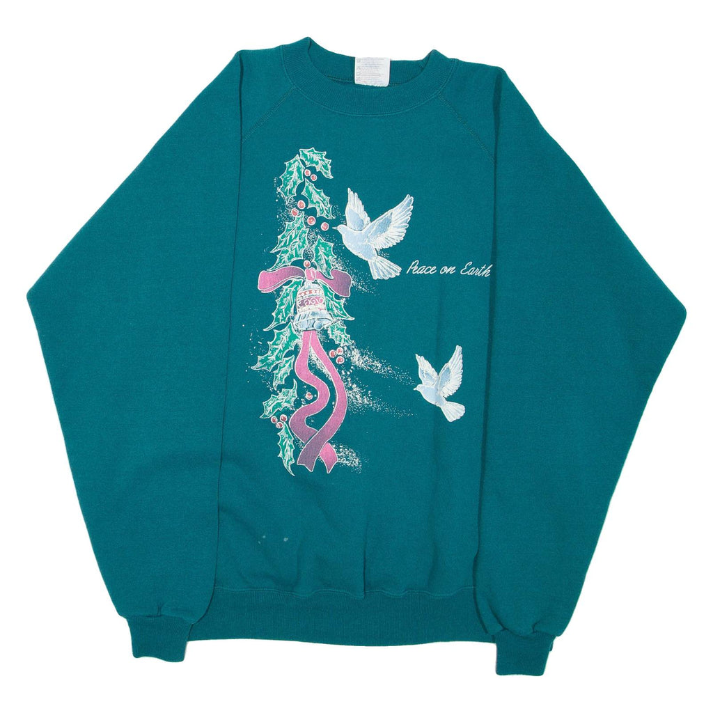 HANES ACTIVEWEAR Womens Sweatshirt Green Crew Neck XL