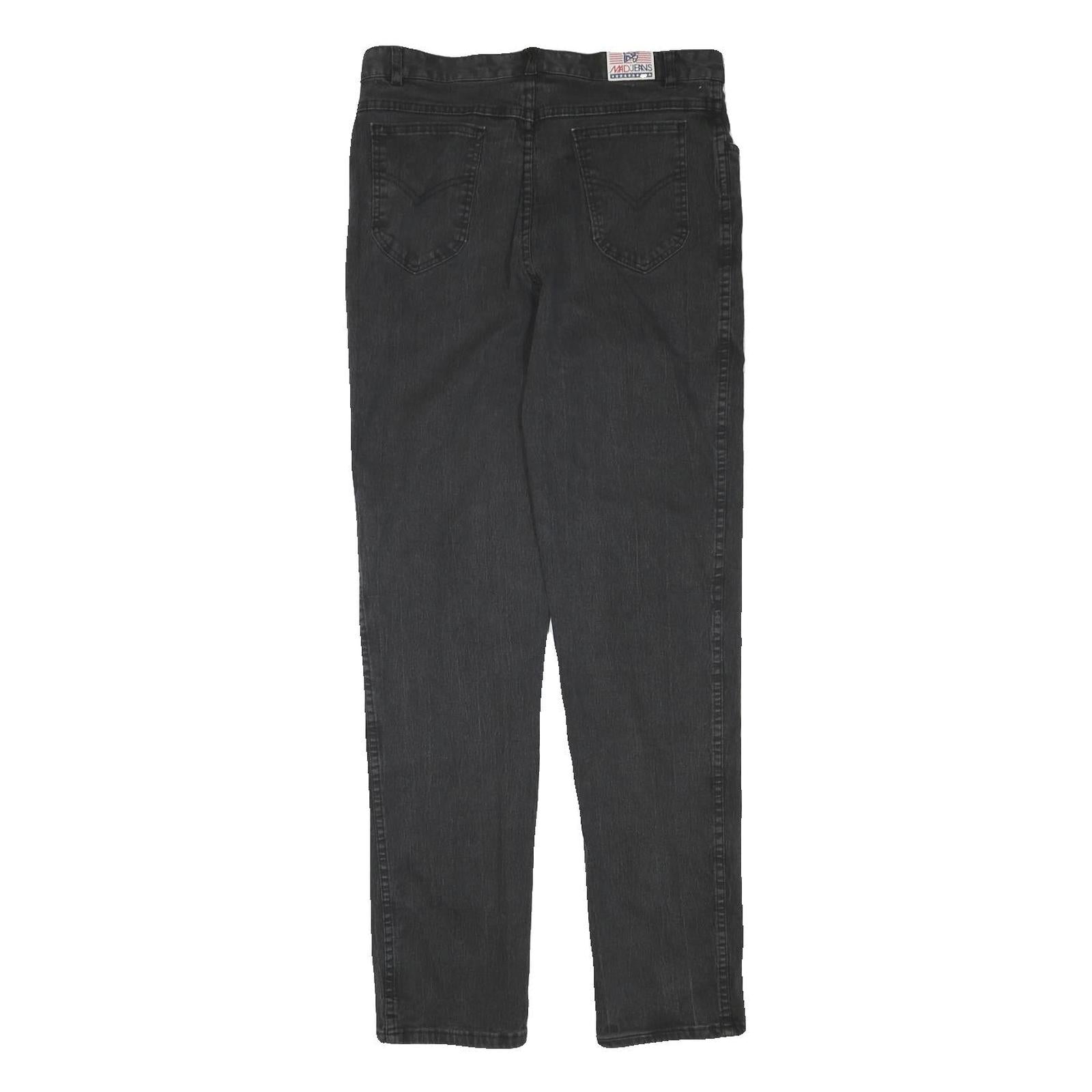MAD JEANS Mens Regular Fit Black Denim W29 L29 Zip Closure Casual Trousers
