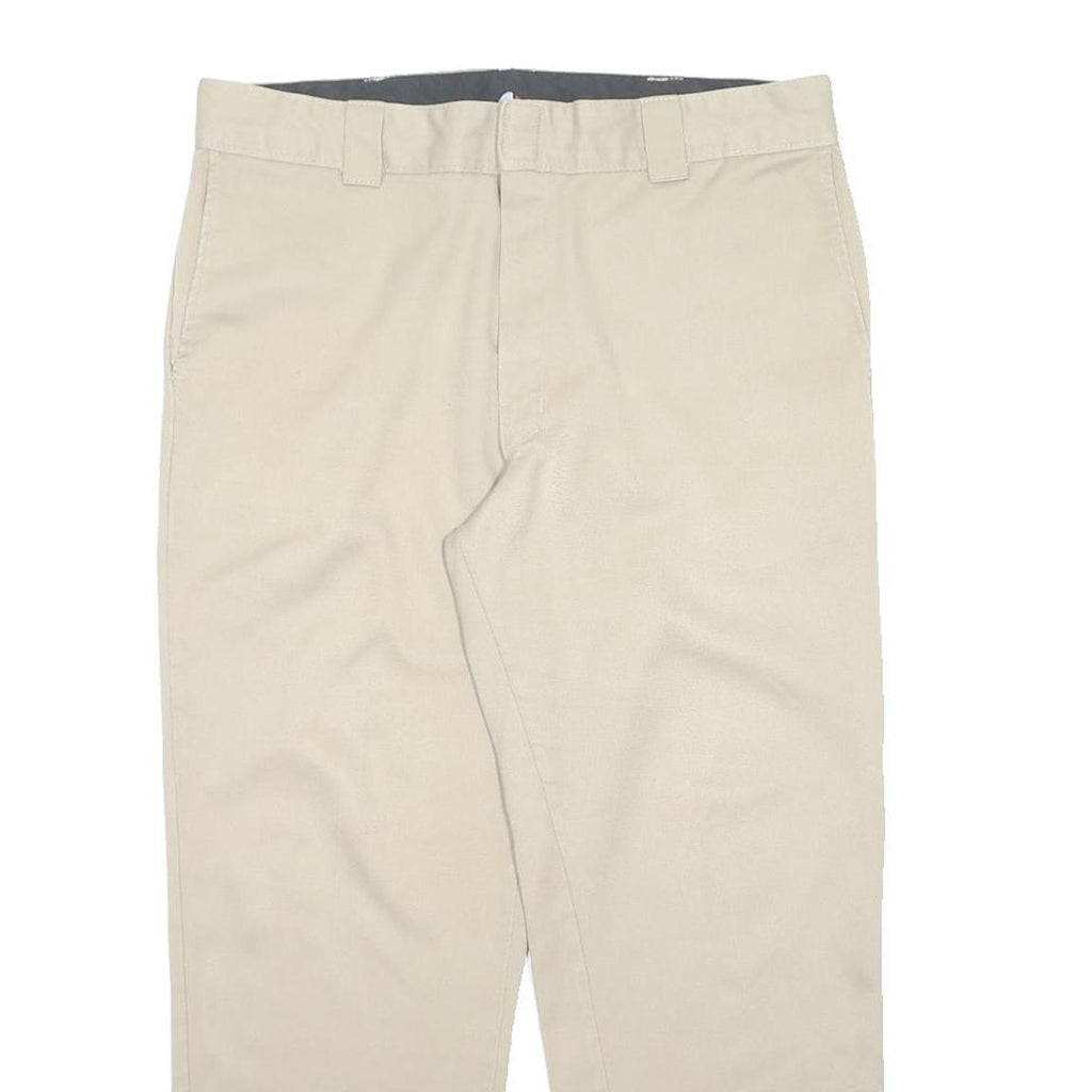 DICKIES Mens Polyester Blend Beige Regular Fit Straight Leg Trousers W36 L28