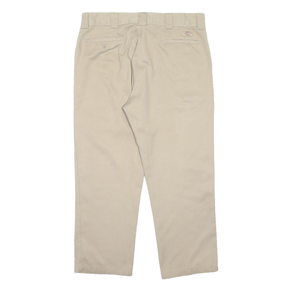 DICKIES Mens Polyester Blend Beige Regular Fit Straight Leg Trousers W36 L28