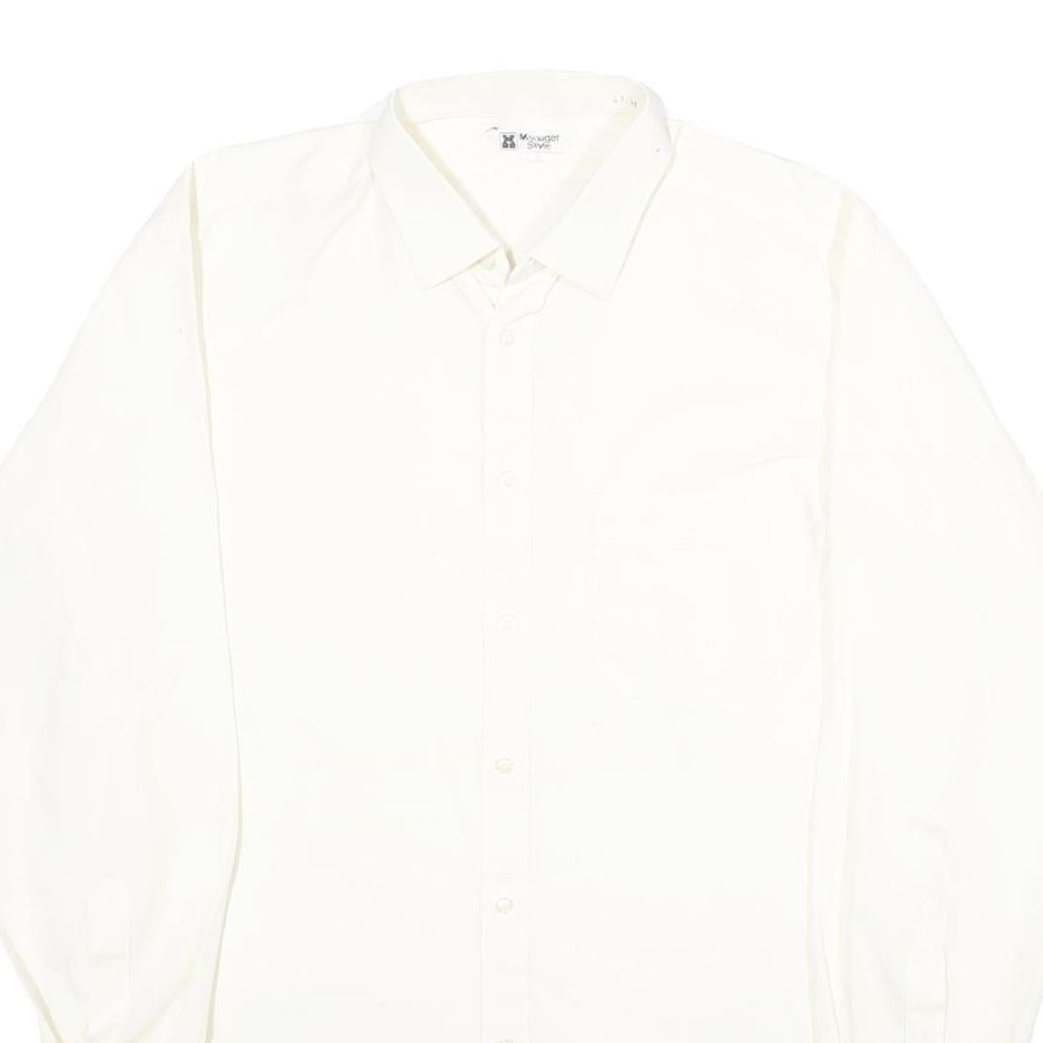MANAGER STYLE Mens White Shirt M Classic Long Sleeve Cotton Blend Button Closure