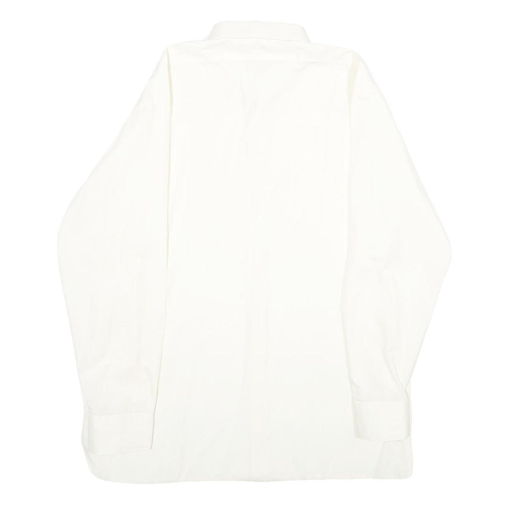 MANAGER STYLE Mens White Shirt M Classic Long Sleeve Cotton Blend Button Closure