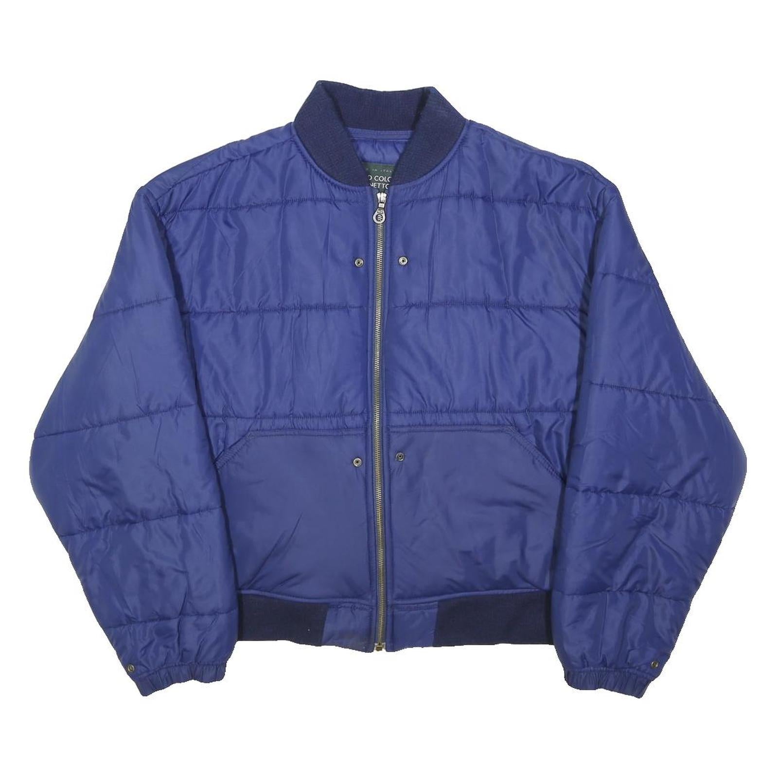 UNITED COLORS OF BENETTON Mens Blue Bomber Jacket S Polyamide Plain Zip Closure