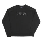 FILA Womens Black Sweatshirt Crew Neck S Cotton Blend Pullover Casual Top