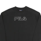 FILA Womens Black Sweatshirt Crew Neck S Cotton Blend Pullover Casual Top