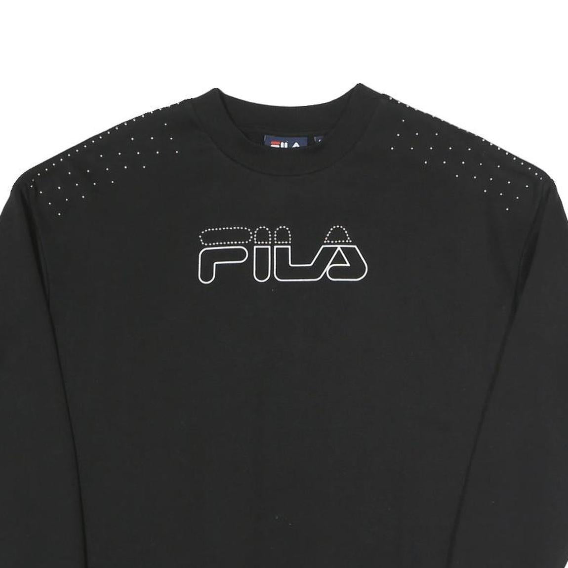 FILA Womens Black Sweatshirt Crew Neck S Cotton Blend Pullover Casual Top