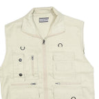 EASTERN COTTAGE Mens Cream Cotton Blend Utility Vest M Jacket Plain Zip Pockets