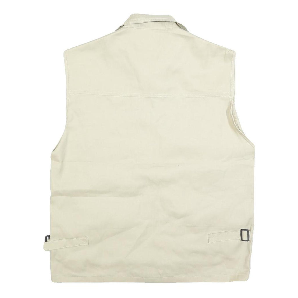 EASTERN COTTAGE Mens Cream Cotton Blend Utility Vest M Jacket Plain Zip Pockets