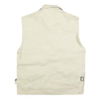 EASTERN COTTAGE Mens Cream Cotton Blend Utility Vest M Jacket Plain Zip Pockets