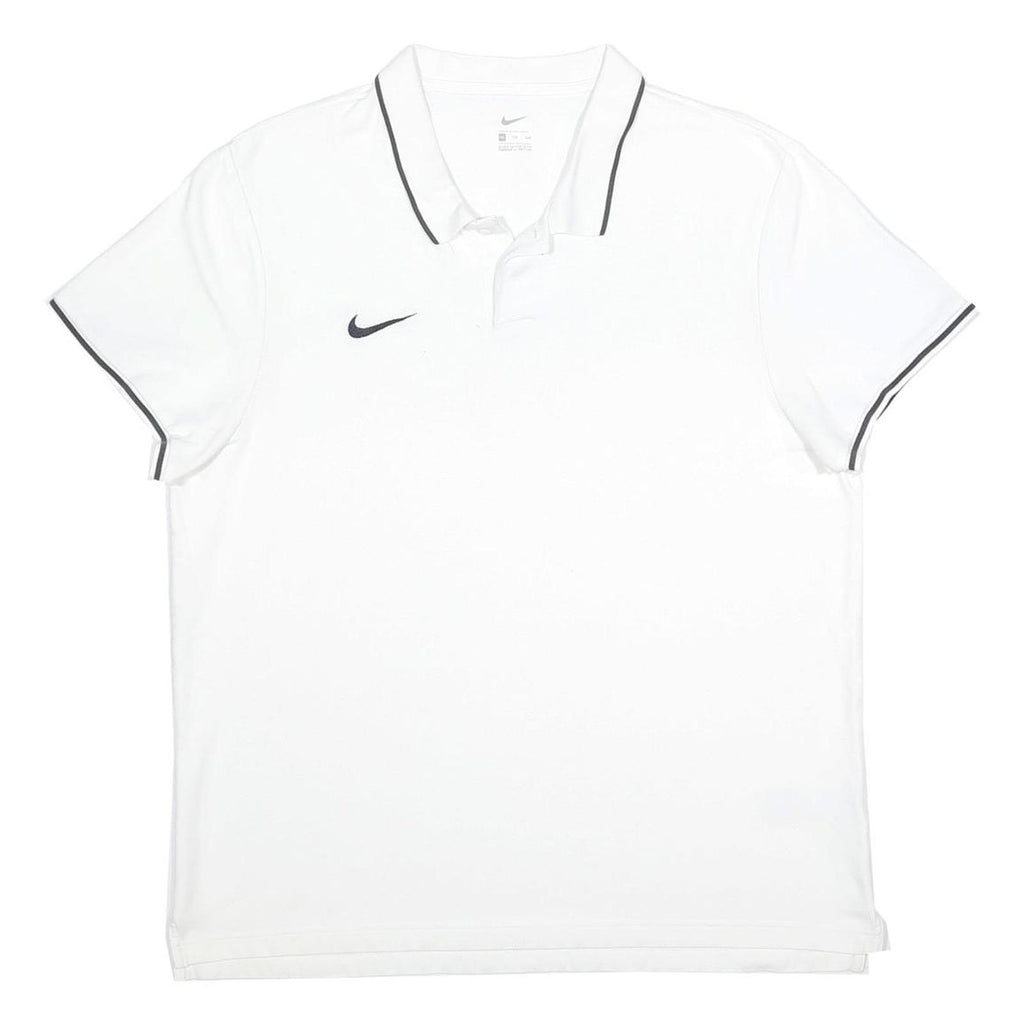 NIKE Mens White Short Sleeve Plain 2XL Classic Cotton Polo Shirt