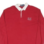 POLO RALPH LAUREN Mens Red & White US-67 Polo Long Sleeve Plain L Cotton Shirt