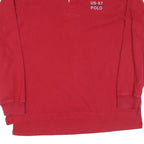 POLO RALPH LAUREN Mens Red & White US-67 Polo Long Sleeve Plain L Cotton Shirt