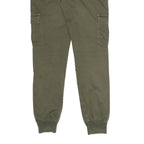 AMADO Mens Cotton Blend Olive Slim Cargo Trousers W32 L30 Zip Pockets Casual