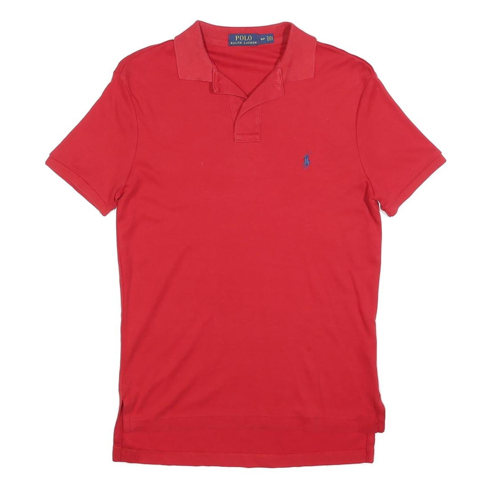 POLO RALPH LAUREN Mens Red Short Sleeve Plain S Classic Cotton Blend Polo Shirt