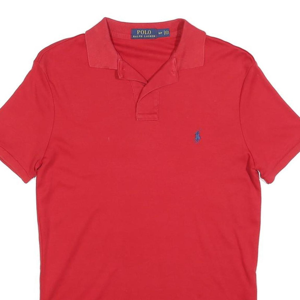 POLO RALPH LAUREN Mens Red Short Sleeve Plain S Classic Cotton Blend Polo Shirt