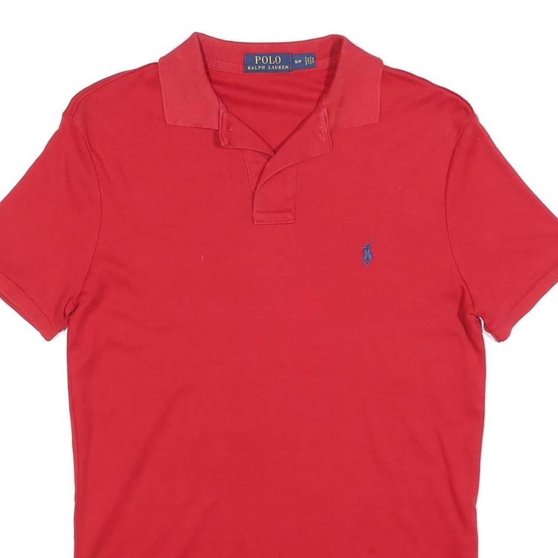 POLO RALPH LAUREN Mens Red Short Sleeve Plain S Classic Cotton Blend Polo Shirt