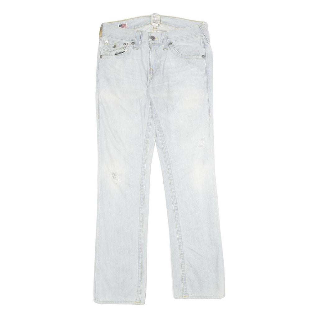 TRUE RELIGION Mens Jeans Light Blue Relaxed Straight Denim Rinse W30 L34 Stylish