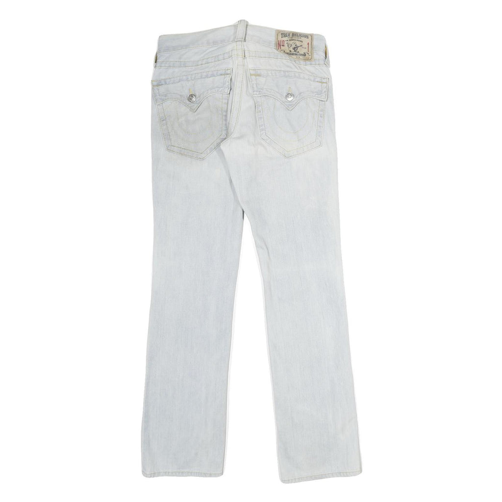 TRUE RELIGION Mens Jeans Light Blue Relaxed Straight Denim Rinse W30 L34 Stylish