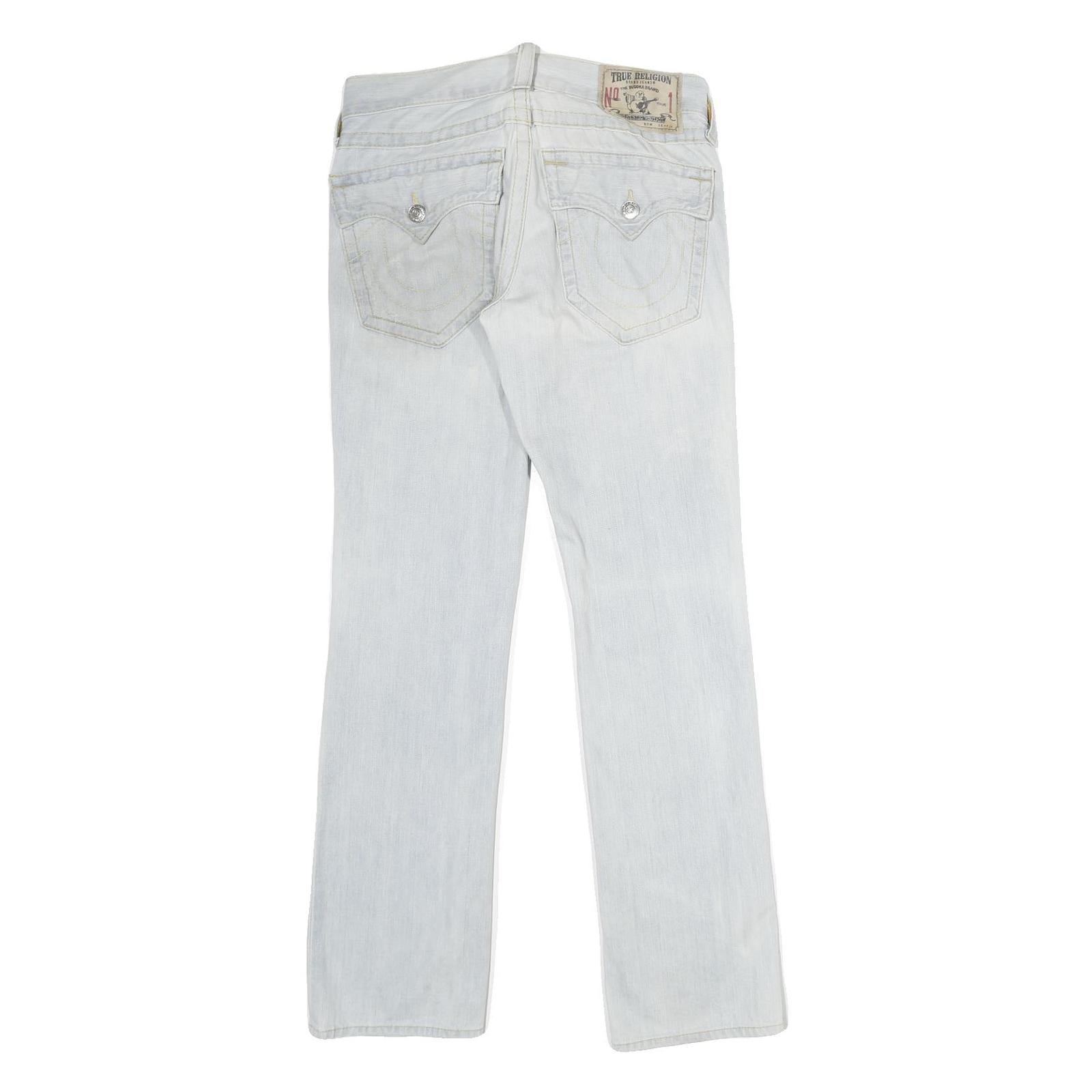 TRUE RELIGION Mens Jeans Light Blue Relaxed Straight Denim Rinse W30 L34 Stylish