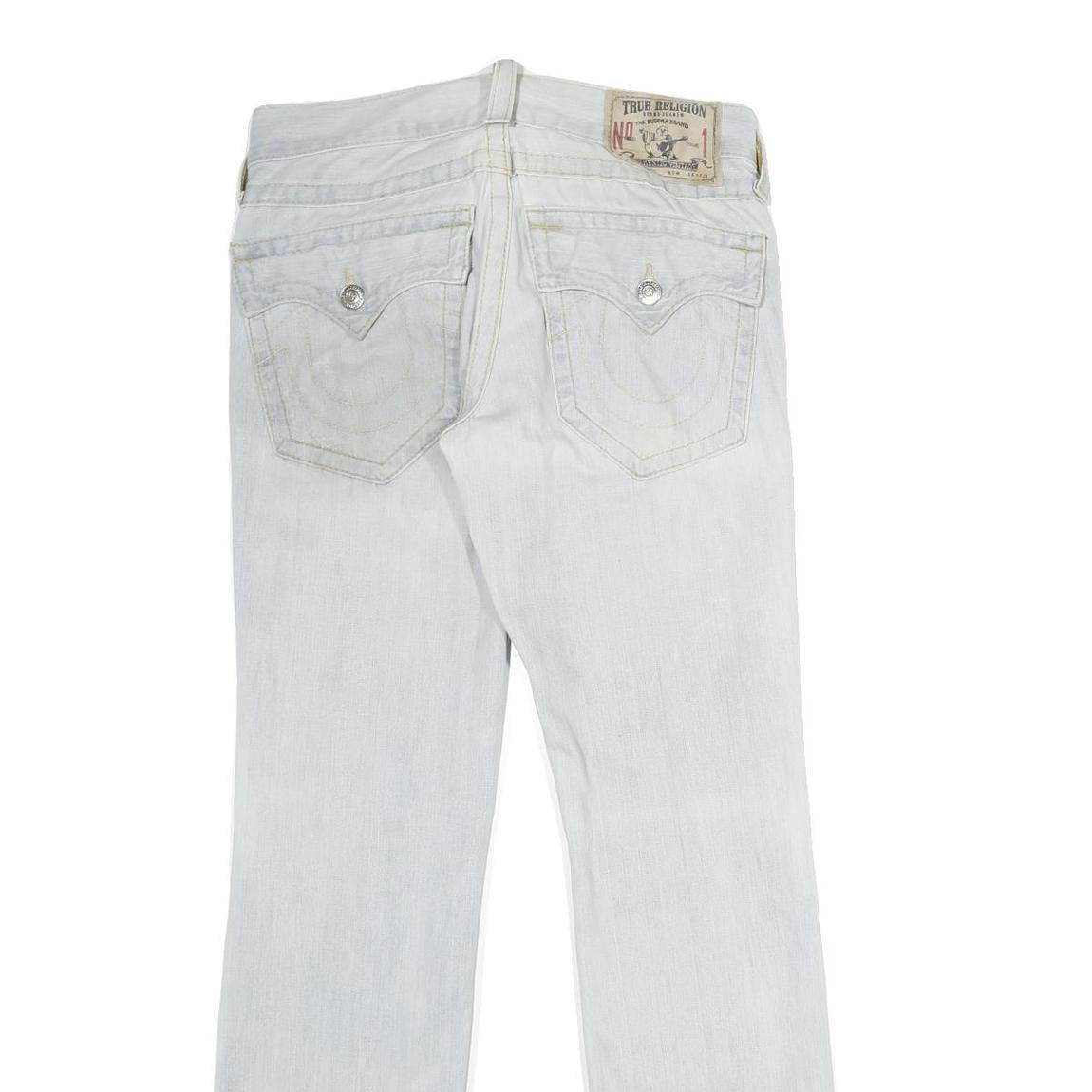 TRUE RELIGION Mens Jeans Light Blue Relaxed Straight Denim Rinse W30 L34 Stylish