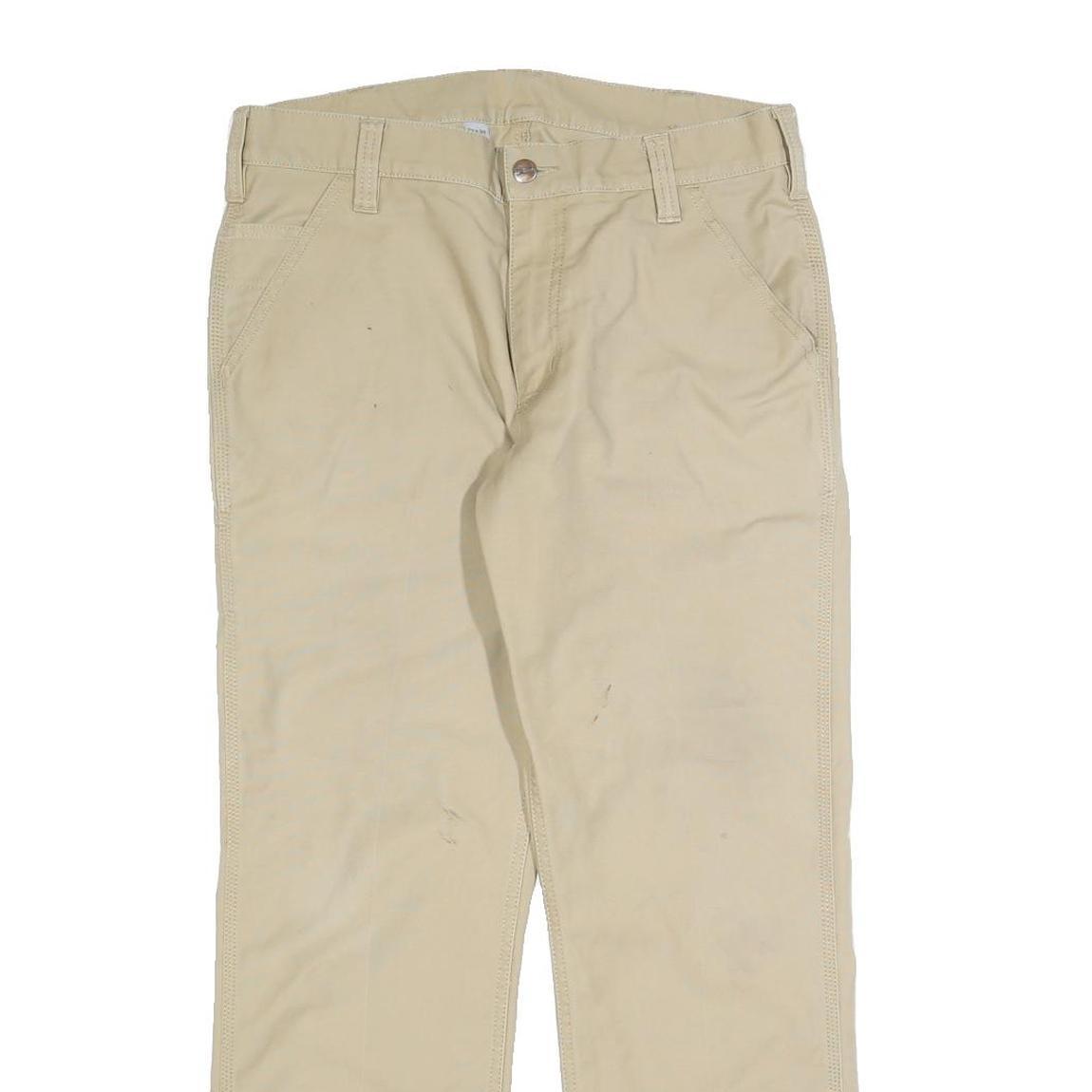 CARHARTT Mens Jeans Beige Regular Straight Denim W33 L30 Workwear Durable Zip