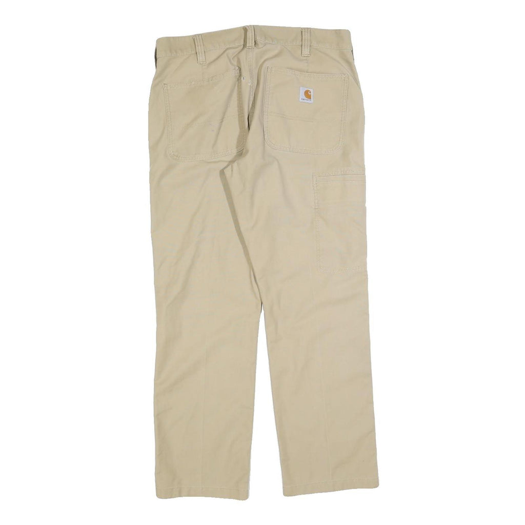 CARHARTT Mens Jeans Beige Regular Straight Denim W33 L30 Workwear Durable Zip
