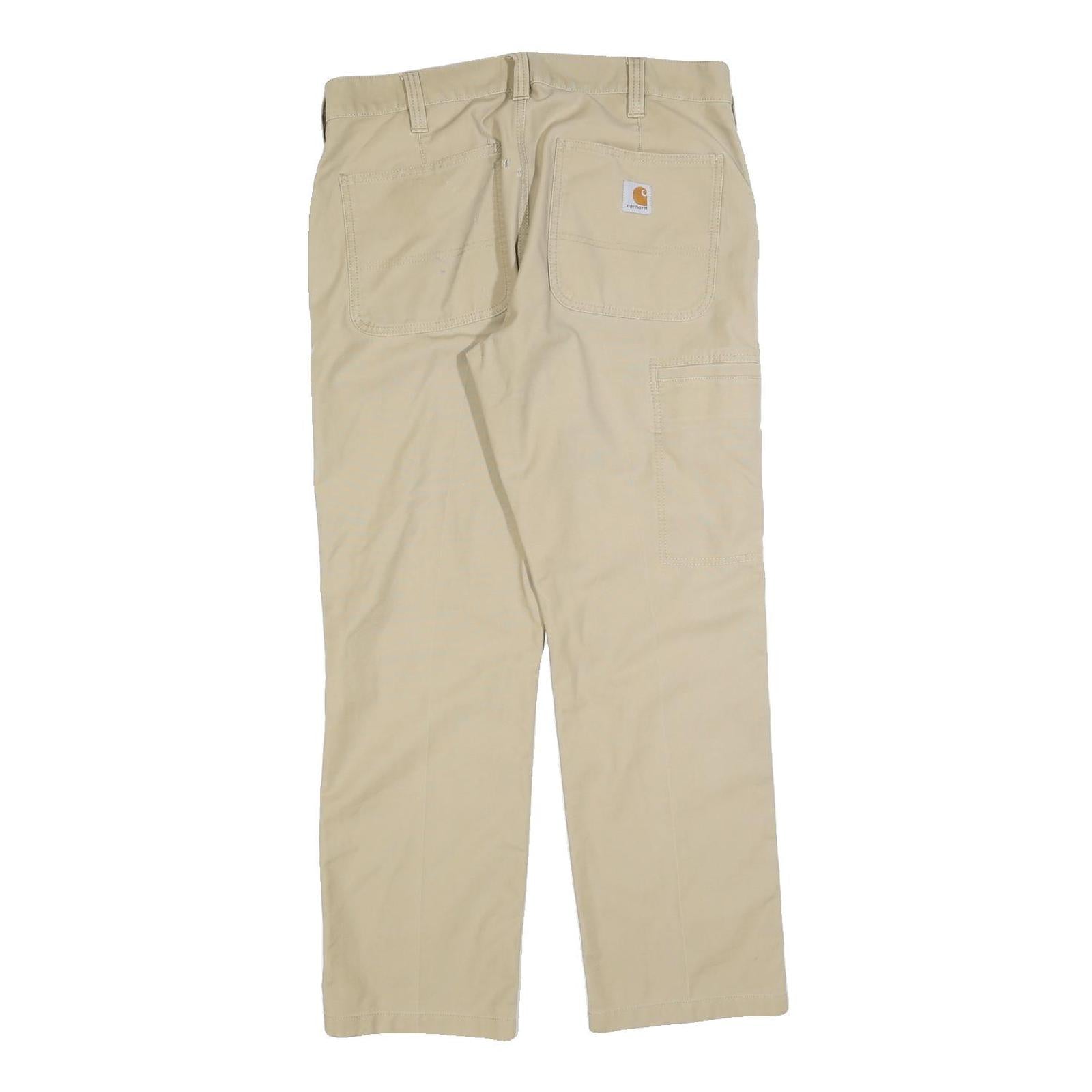 CARHARTT Mens Jeans Beige Regular Straight Denim W33 L30 Workwear Durable Zip