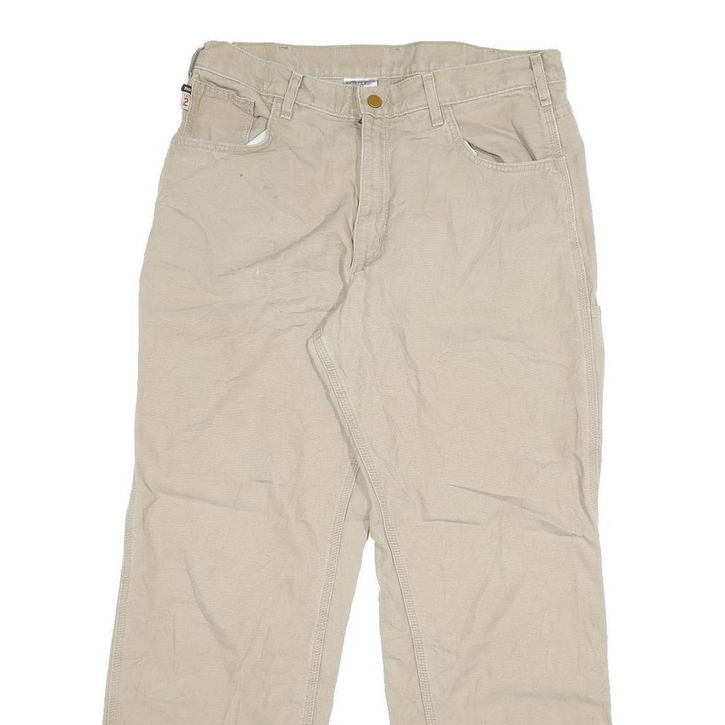 CARHARTT Mens Jeans Beige Regular Straight Denim W36 L31 Workwear Utility Zip