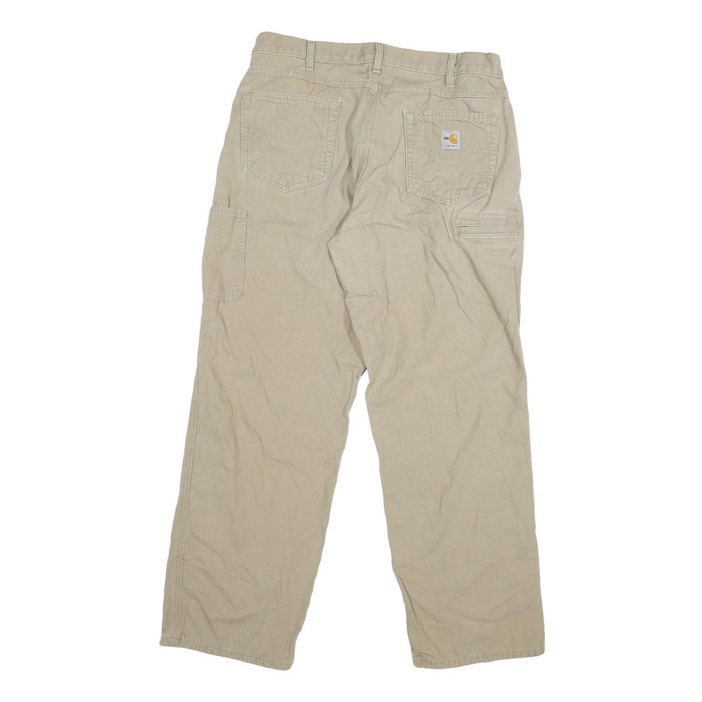 CARHARTT Mens Jeans Beige Regular Straight Denim W36 L31 Workwear Utility Zip