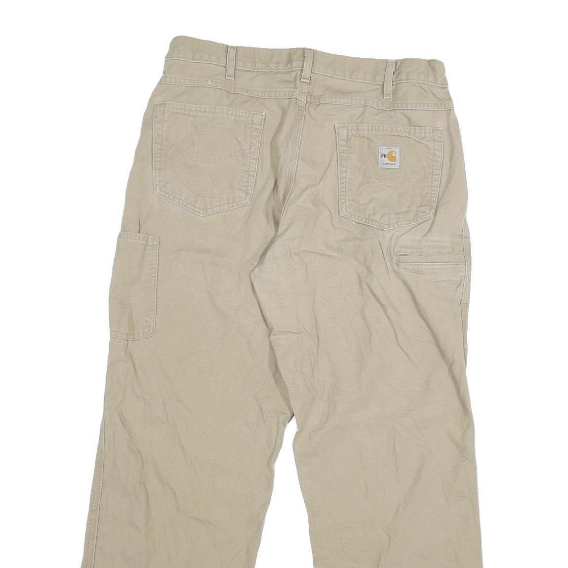 CARHARTT Mens Jeans Beige Regular Straight Denim W36 L31 Workwear Utility Zip