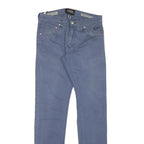 COVERI Mens Cotton Blend Blue Slim Straight Trousers W29 L31 Casual Zip