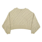NIKE Womens Beige Cotton Blend Sweatshirt M Crew Neck Long Sleeve Comfortable
