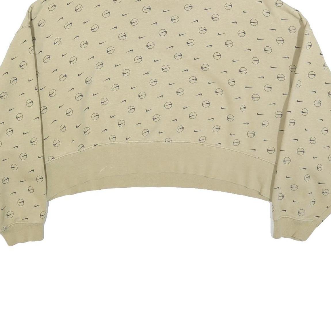 NIKE Womens Beige Cotton Blend Sweatshirt M Crew Neck Long Sleeve Comfortable