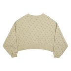 NIKE Womens Beige Cotton Blend Sweatshirt M Crew Neck Long Sleeve Comfortable
