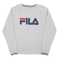 FILA Mens Grey Crew Neck L Sweatshirt Cotton Blend Logo Embroidered