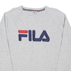 FILA Mens Grey Crew Neck L Sweatshirt Cotton Blend Logo Embroidered