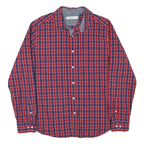NAUTICA Mens Red & Blue Checked Cotton Blend Shirt L Classic Fit Long Sleeve