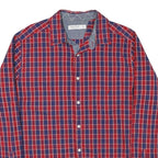 NAUTICA Mens Red & Blue Checked Cotton Blend Shirt L Classic Fit Long Sleeve
